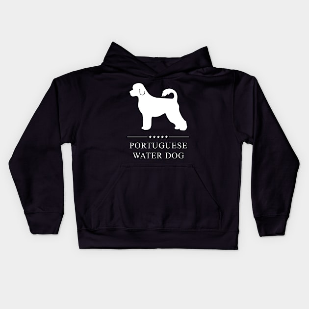 Portuguese Water Dog White Silhouette Kids Hoodie by millersye